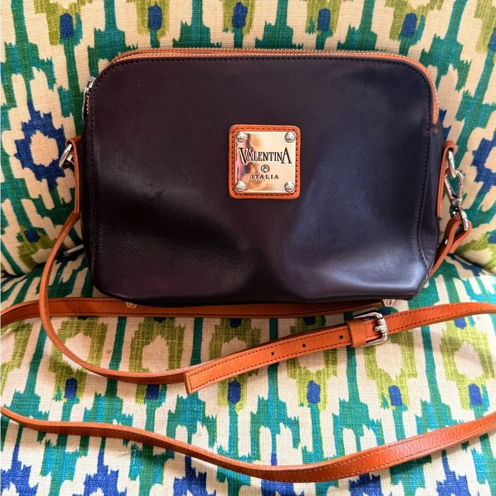 VALENTINA ITALIA Womens Crossbody Bag Dark Burgundy Leather MADE IN ITALY